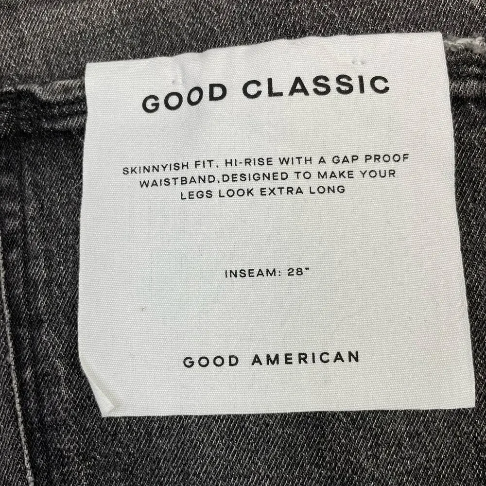 Good American Good Classic Low Waist Fray Black Gray Ankle Jeans womens 20 new - Picture 13 of 16